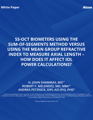 SS-OCT BIOMETERS USING THE SUM-OF-SEGMENTS METHOD VERSUS USING THE MEAN GROUP REFRACTIVE INDEX TO MEASURE AXIAL LENGTH – HOW DOES IT AFFECT IOL POWER CALCULATIONS?