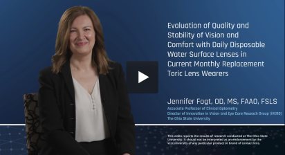 Evaluation of Quality and Stability of Vision and Comfort with Daily Disposable Water Surface Lenses in Current Monthly Replacement Toric Lens Wearers